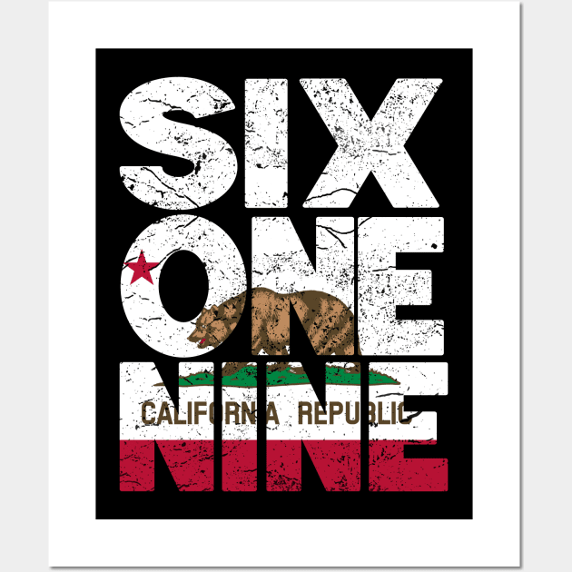 California Area Code 619 California Republic Flag Wall Art by Styleuniversal